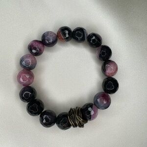 Elegant Black and Purple Beaded Bracelet